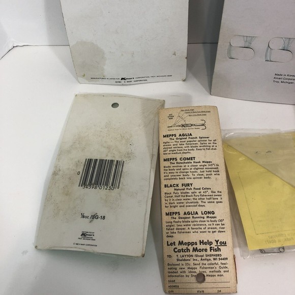 Vintage Fishing Lures Lot Of 9, Popper Bug, Hooks Line Spinners Gliding Naturals - Picture 6 of 8